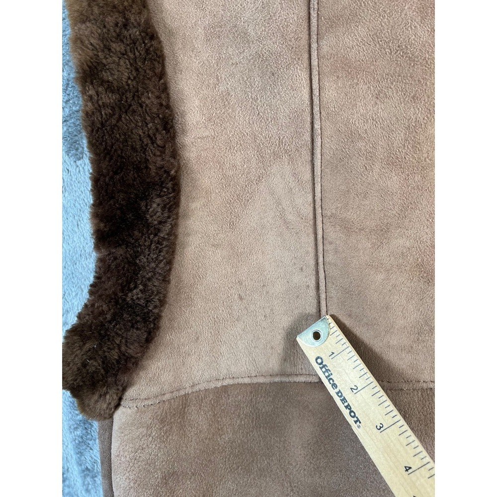 Vintage Afghan Embroidered Suede Shearling Vest Womens Medium Waistcoat - Picture 13 of 16